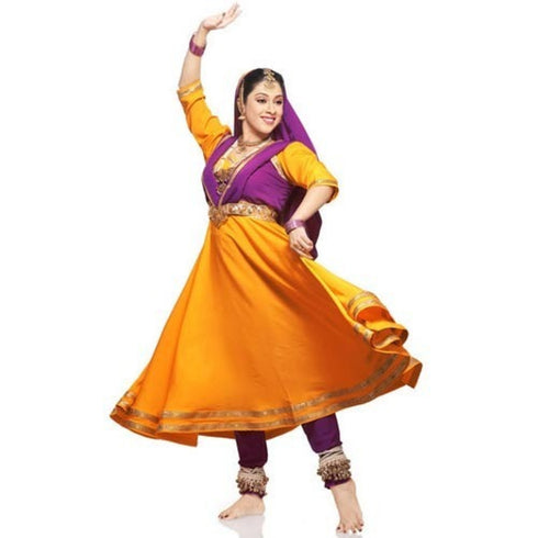 Yellow With Pink Anarkali Dance Costume
